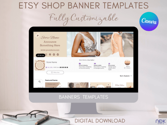 Elevate Your Etsy Store with Beige Branding Templates